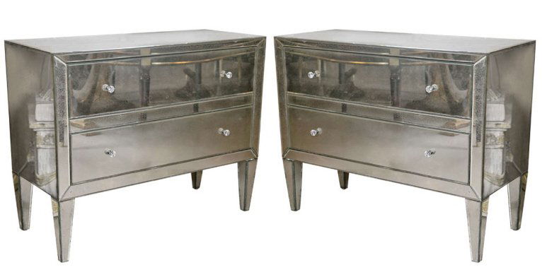 Pair of Mirrored Two-Drawer Judy Commodes or Chest (1 of 8)