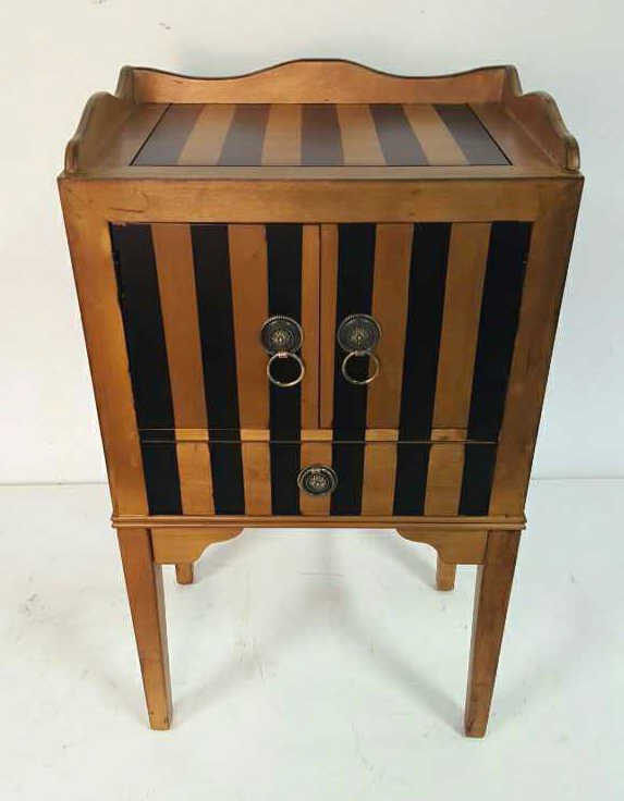 Graphic Striped Wood End Table (1 of 7)