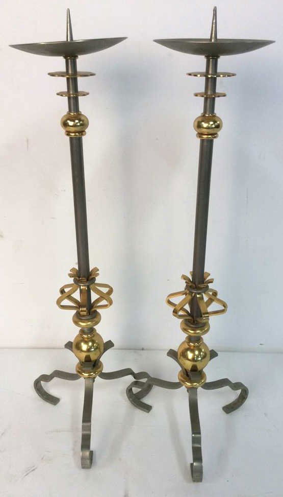 Pair German Vintage Metal Brass Golds Candles (1 of 9)