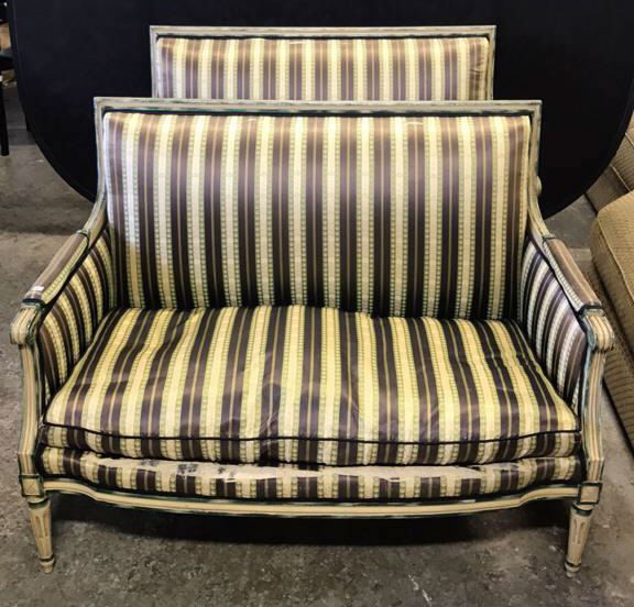 Pair French Provincial Louis XVI Style Settees (1 of 10)