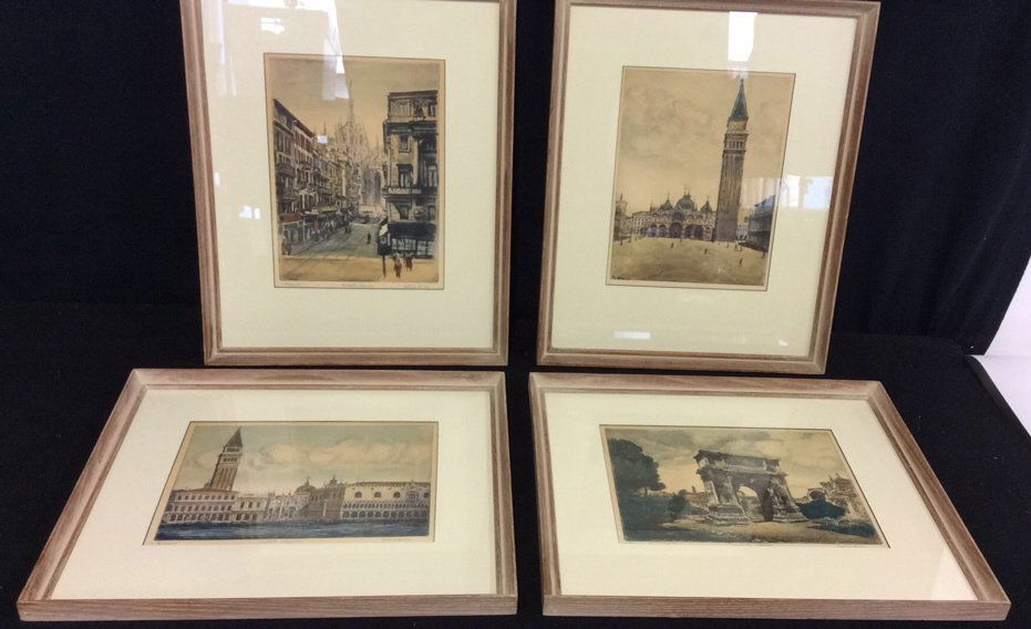 Set 4 hand colored Venice Scene Artworks (1 of 10)