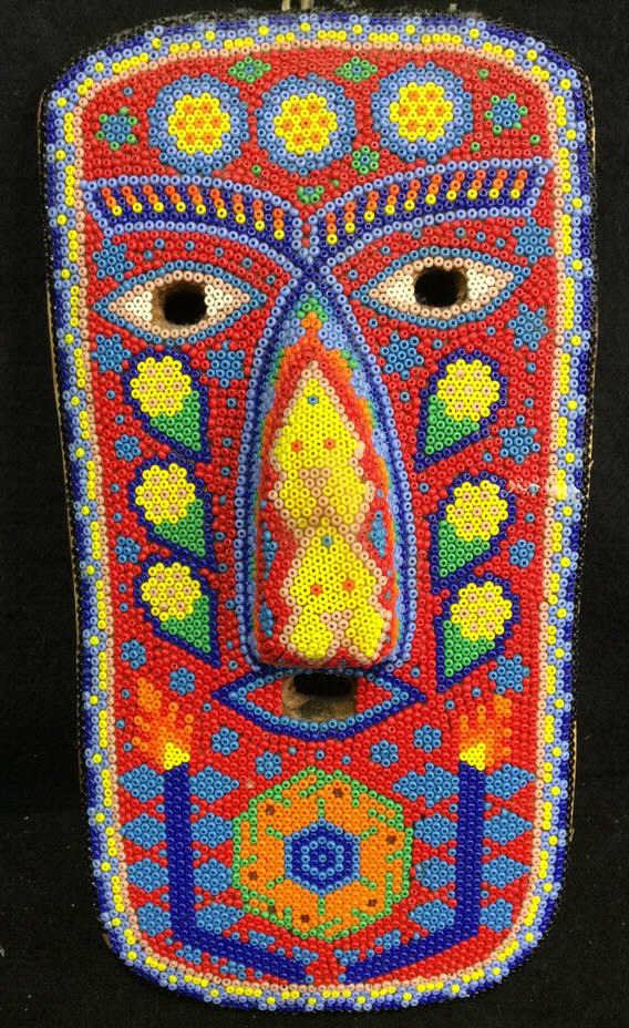 Hand beaded Mask on Wood (1 of 9)