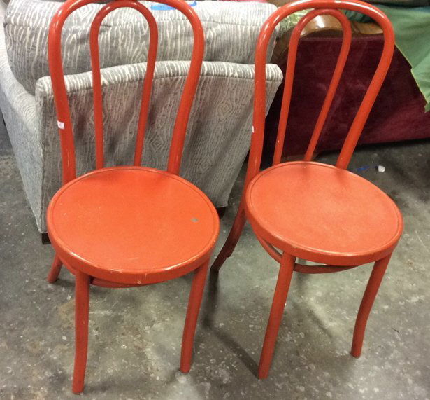 Pair Orange Bentwood Chairs (1 of 7)