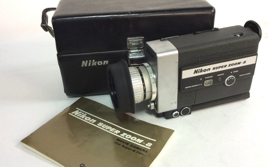 Nikon Super Zoom -8 Movie Camera: Leather carry case and instruction Maual included With Nikon Zoom Movie Camera Serial no 584485 made in Japan