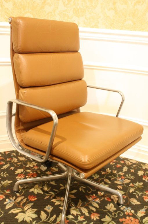 Vintage Chanel Back Camel Leather Chrome Chair (1 of 9)