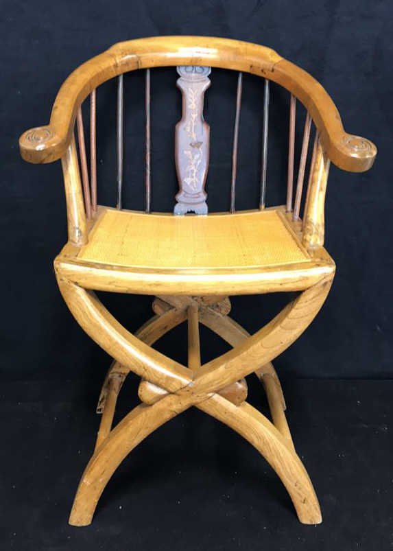 Handmade Wood Chair X Base Cane Seat (1 of 10)