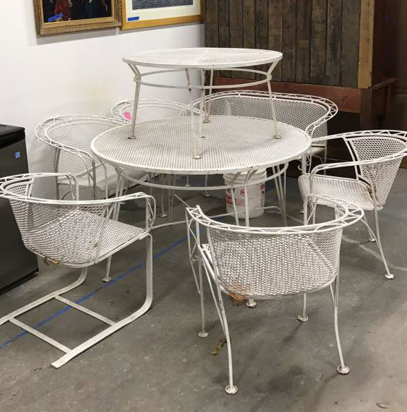 8 Piece White Iron Outdoor Patio Set (1 of 9)