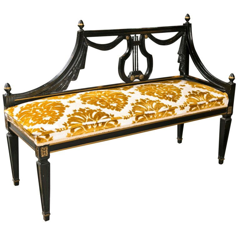 French Directoire Style Ebonized Bench (1 of 9)