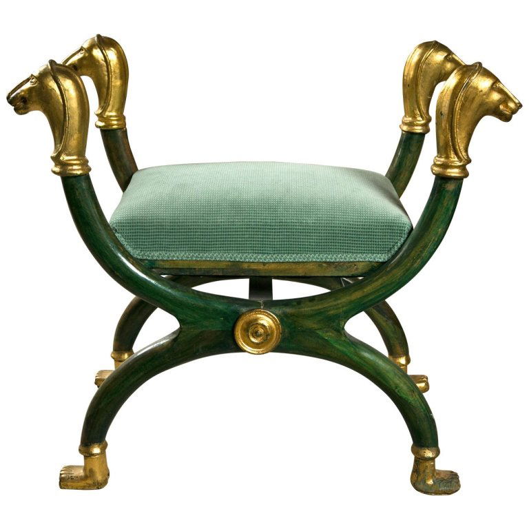 Egyptian Revival Style Painted Bench (1 of 9)