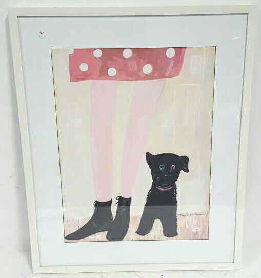 Person With Dog Signed Artwork: Person with Dog signed bottom right by Maira Kalman. Professionally framed and matted. Measures 30 inches long by 25 inches wide.