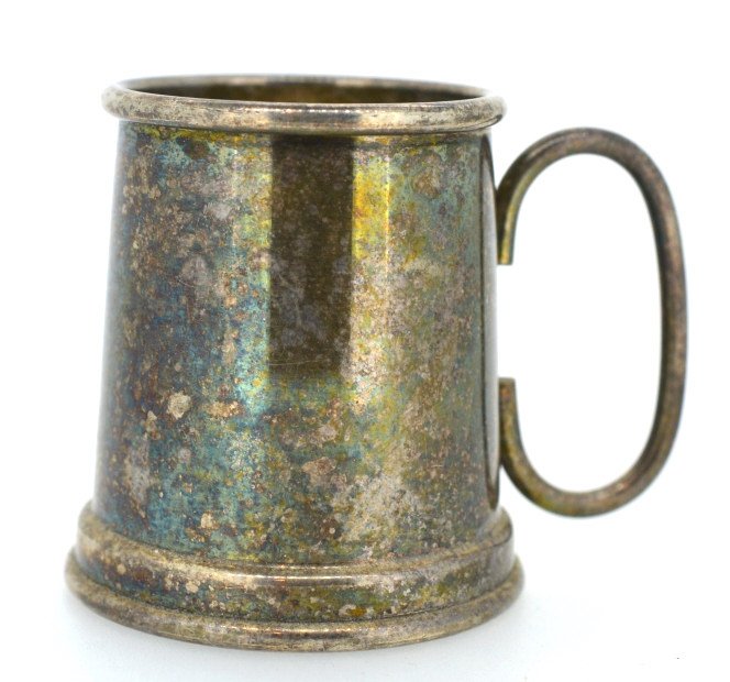 Miniature Silverplate Tankard 1 1/2oz Jigger Style: Approx 2" x 1 1/2" . Raimond Italy