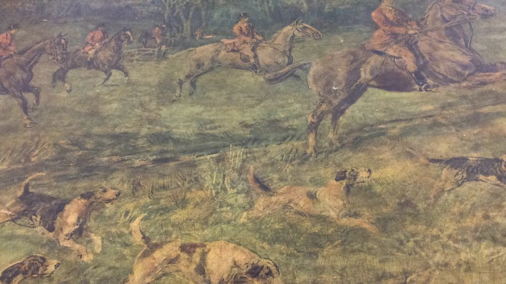 Vintage Folding Side Table W Hunt Scene (1 of 10)