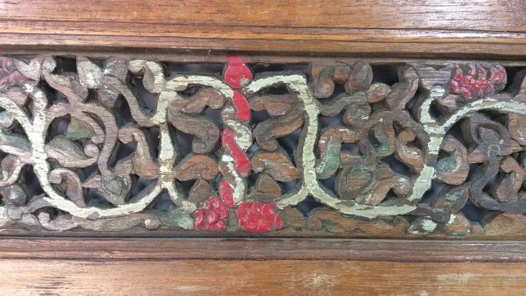 Antique Carved Painted Asian Monks Bed Side Frame (1 of 10)