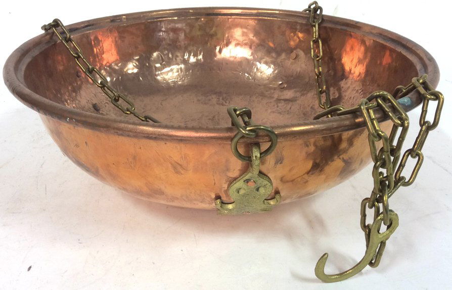 Antique Hand Forged Hanging Copper Bowl (1 of 10)