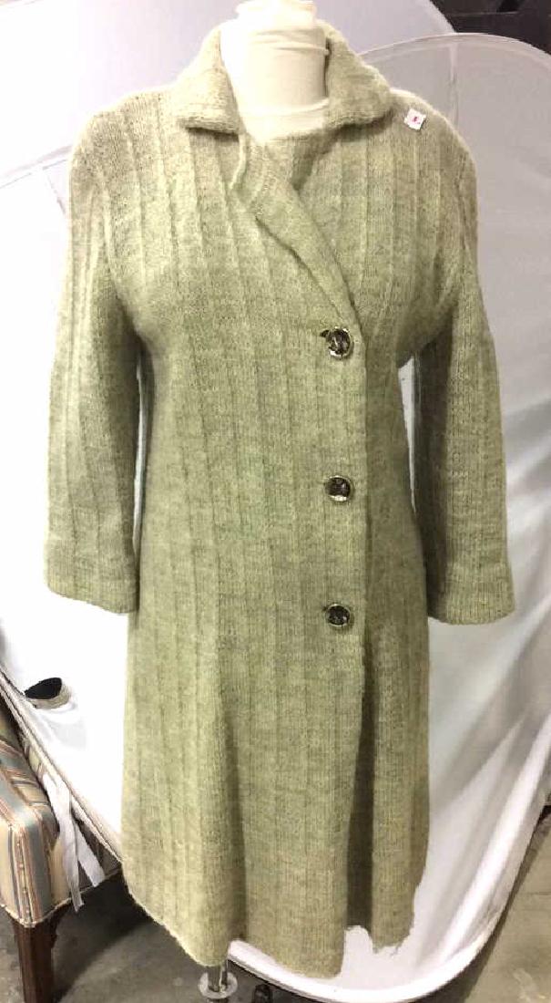 Vintage Wool Sweater Coat w Striped Silk Lining (1 of 10)