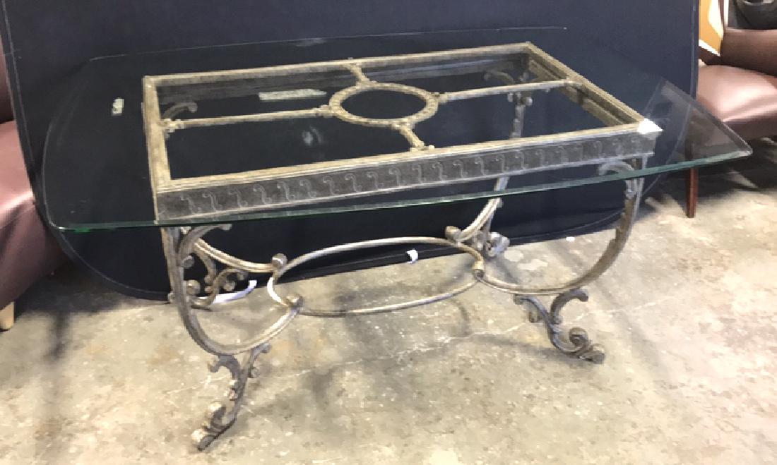 Glass Top Table & Scrolling Metal Base (1 of 11)