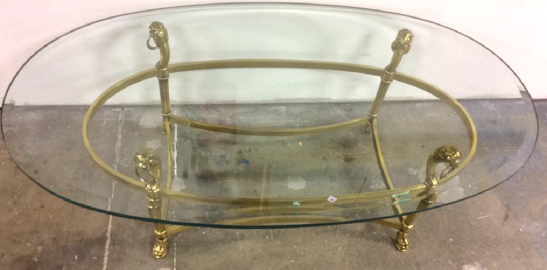 Vintage Brass Lion Glass Oval Low Table (1 of 10)