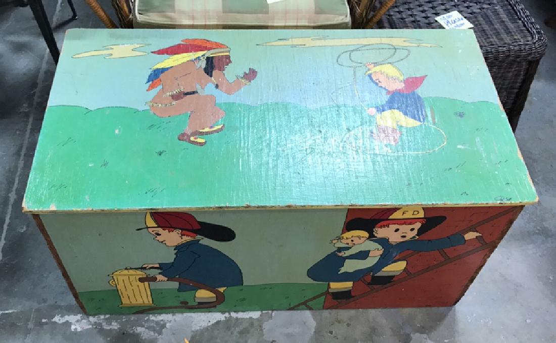 Folk Art Style Painted Kids Toy Chest (1 of 8)
