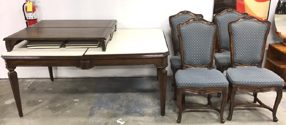 Wood Dining Table 2 Leaves & 4 Chairs (1 of 9)