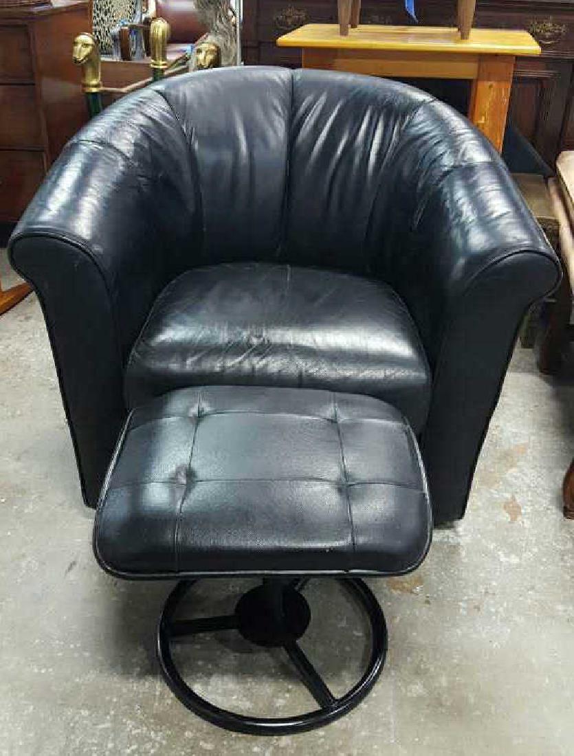 Italsofa Leather Arm Chair & Footrest (1 of 9)