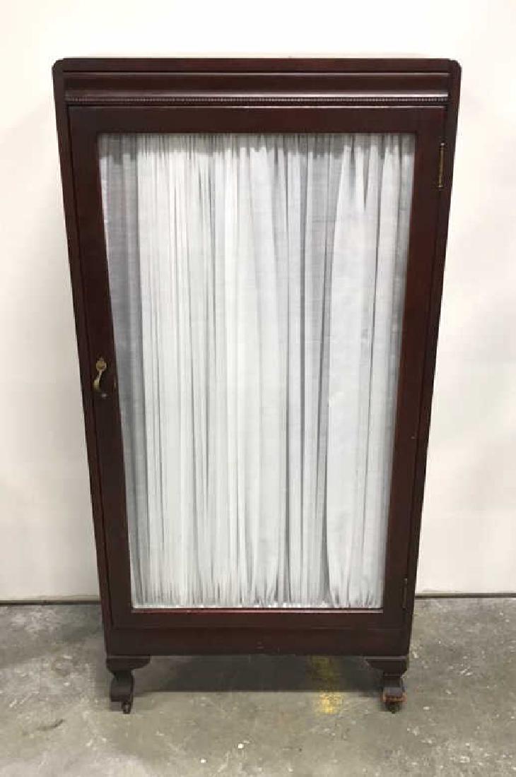 Vintage Wood Case On Casters Glass Door (1 of 10)