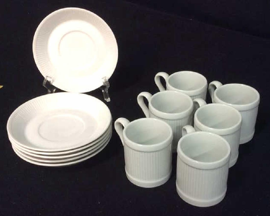 Set Of 6 White Ceramic Espresso Cups & Saucers (1 of 7)