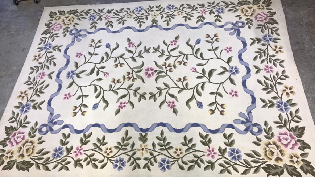 Stark Hand Made Wool Carpet Floral & Ribbon Motif (1 of 9)