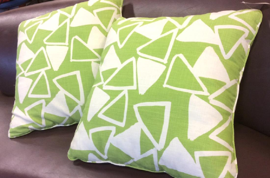 Pair Lime Green White Designer Throw Pillows (1 of 6)