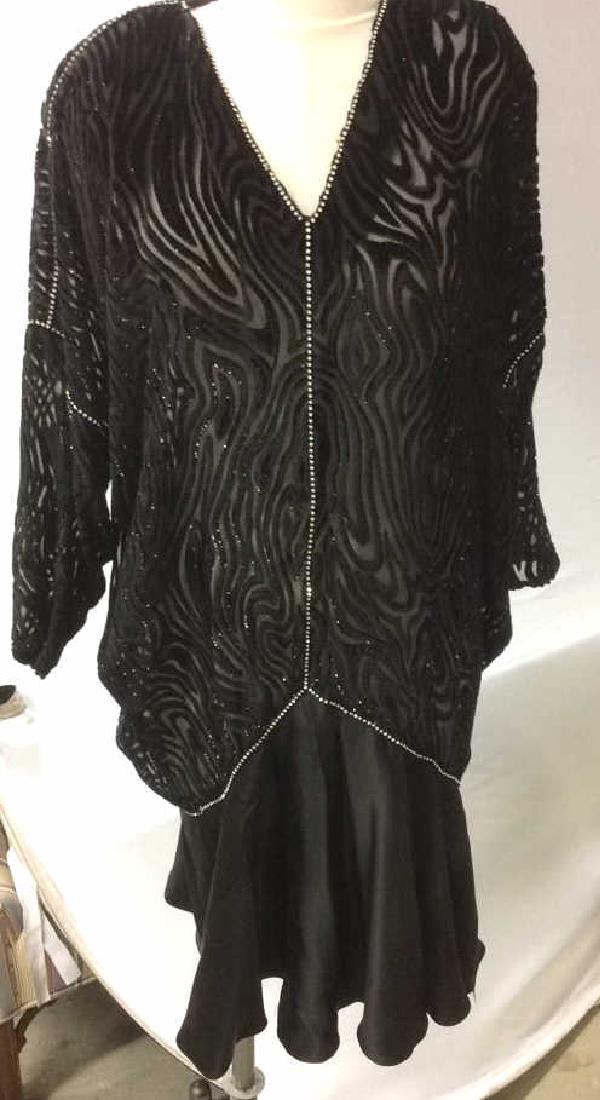 Vintage Black Sequin Sheer Cut Velvet Dress (1 of 10)