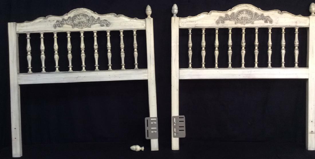 Pair White Washed Wood Twin Headboards Pair of country (1 of 6)