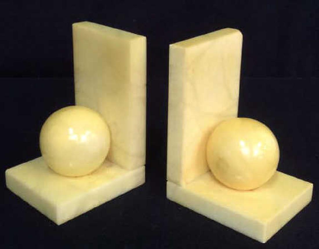 Pair Italian Yellow Alabaster Book Ends Vintage book (1 of 8)