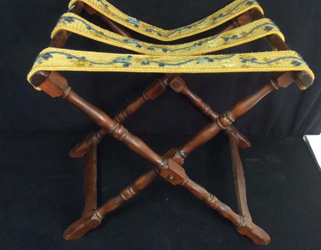 Vintage Carved Folding Luggage Rack Carved wood Luggage (1 of 7)