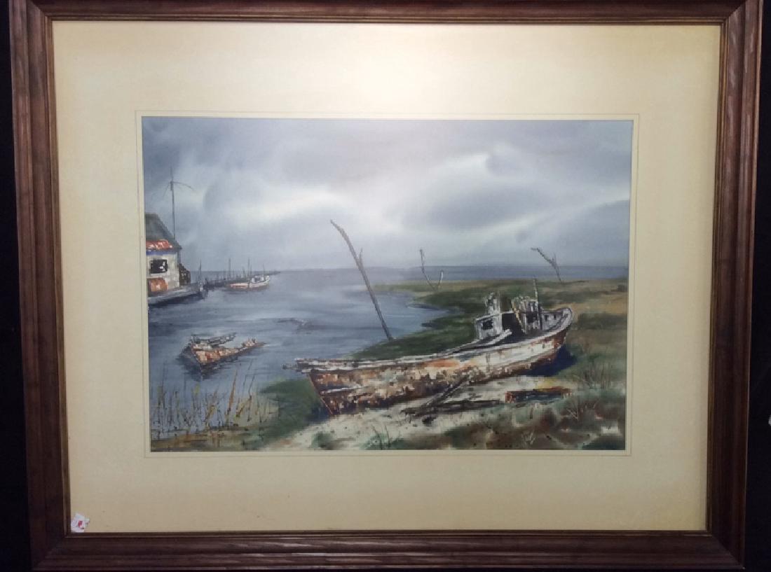 Framed Harbor Scene Artwork Joy Clayton Framed and (1 of 10)