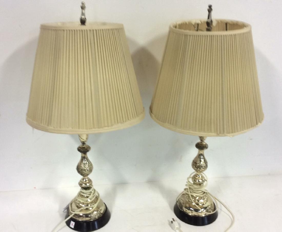Flower Carved Silver Plated Table Lamps 2 identical (1 of 8)