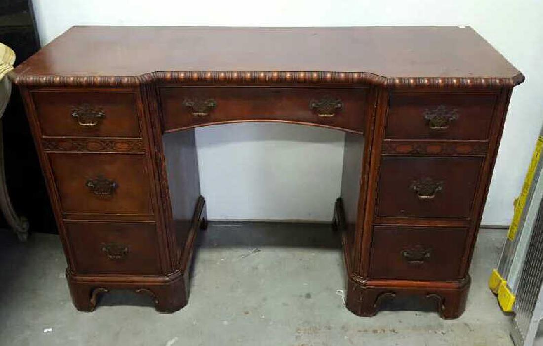 Vintage HATHAWAY'S Wood Desk Vintage Seven Drawer Wood (1 of 9)