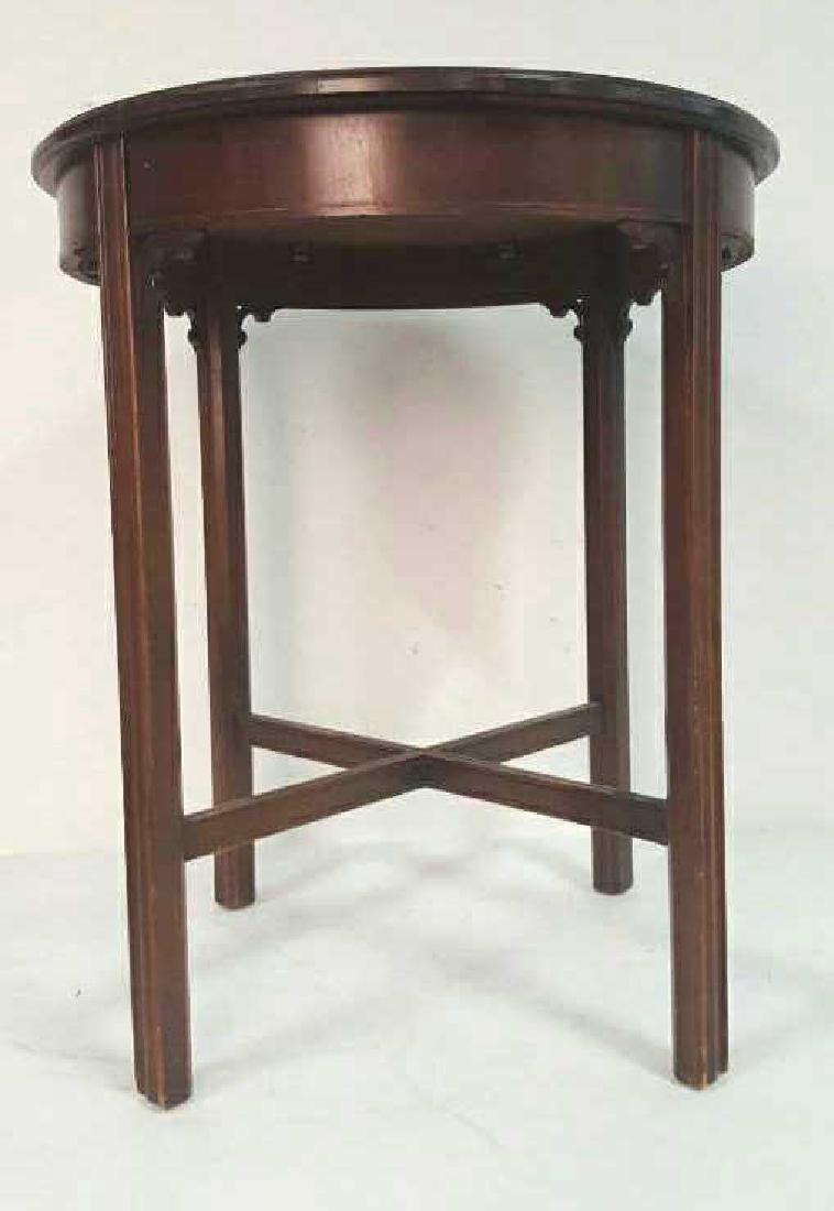 Carved Wooden Circular End Table Carved Wooden Circular (1 of 6)