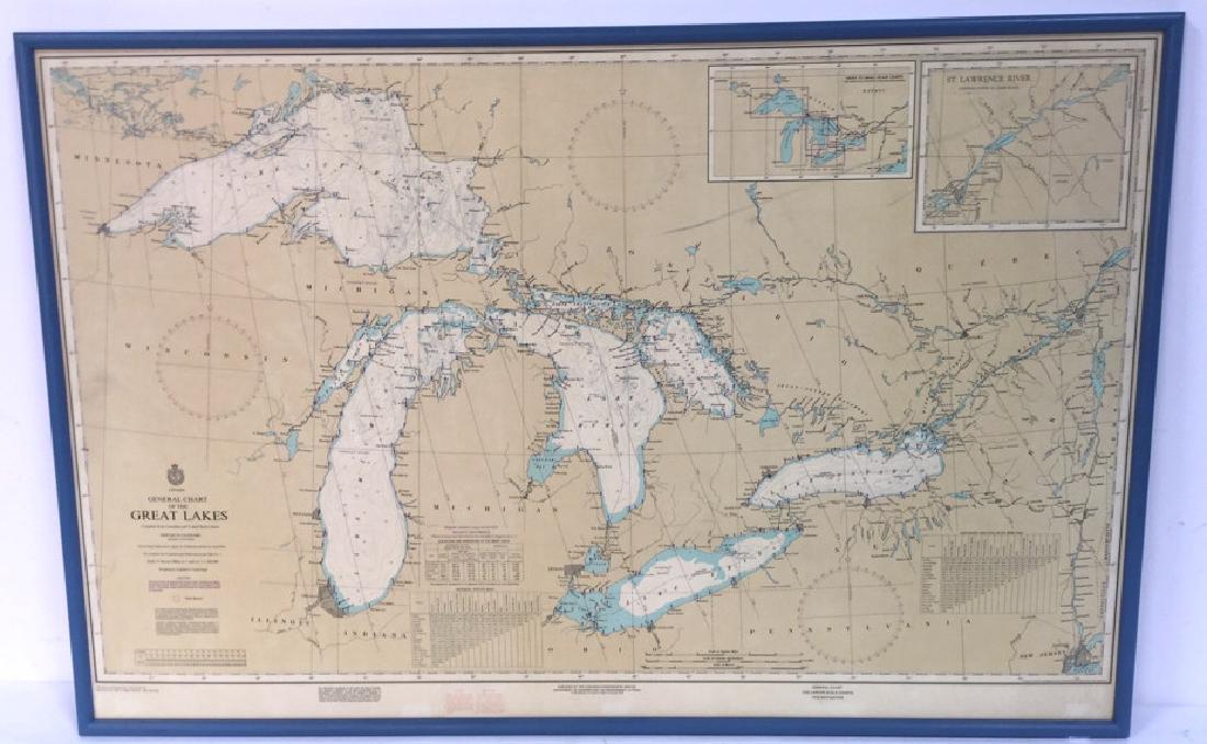 Framed Map Of The Great Lakes General Chart Of The (1 of 8)