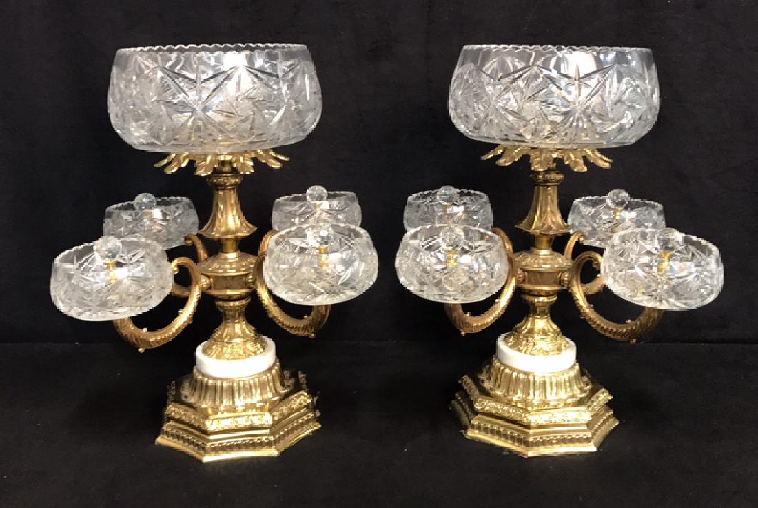 Pair Gilt & Crystal Epergne Table Centerpieces (1 of 11)