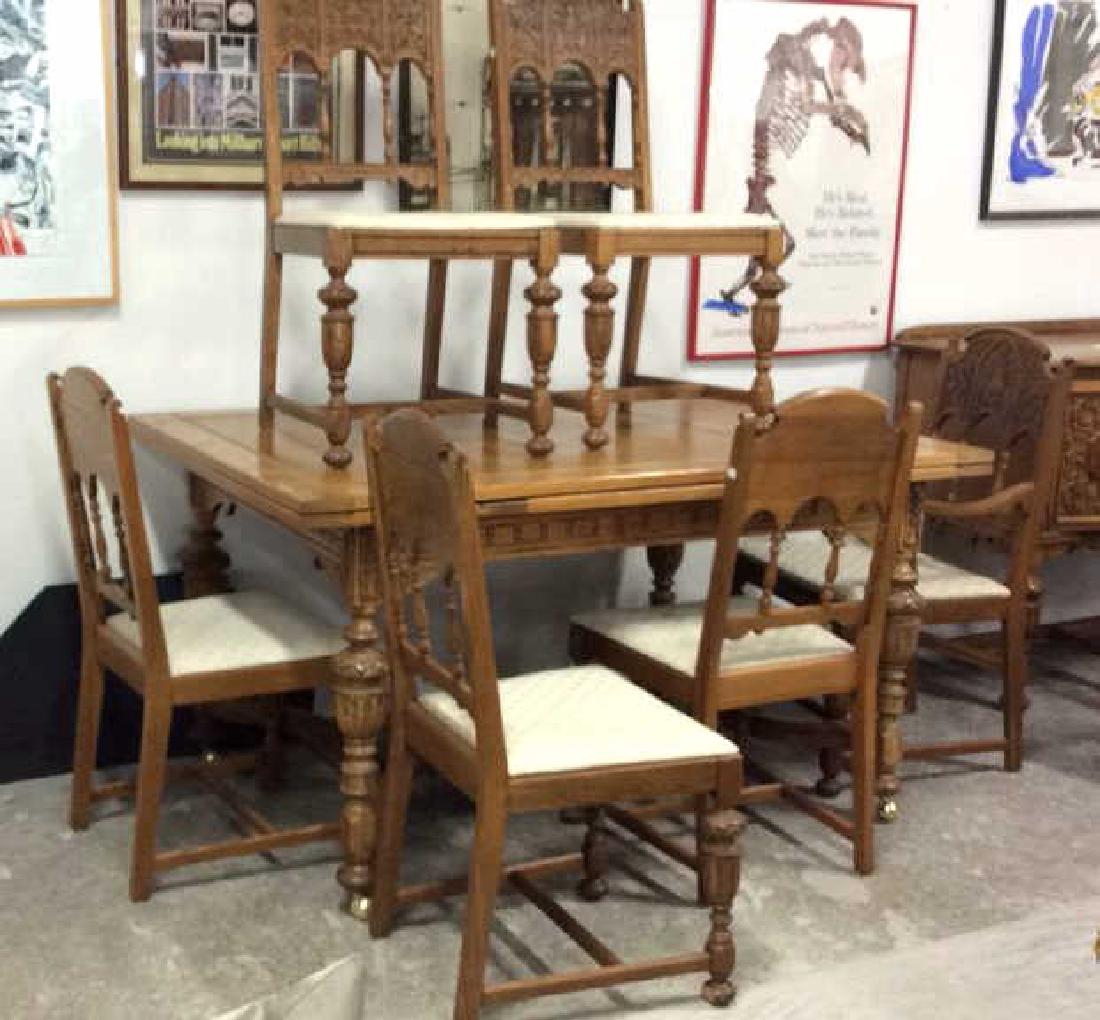 Jacobean Style Carved DINING Table 6 Chairs (1 of 10)