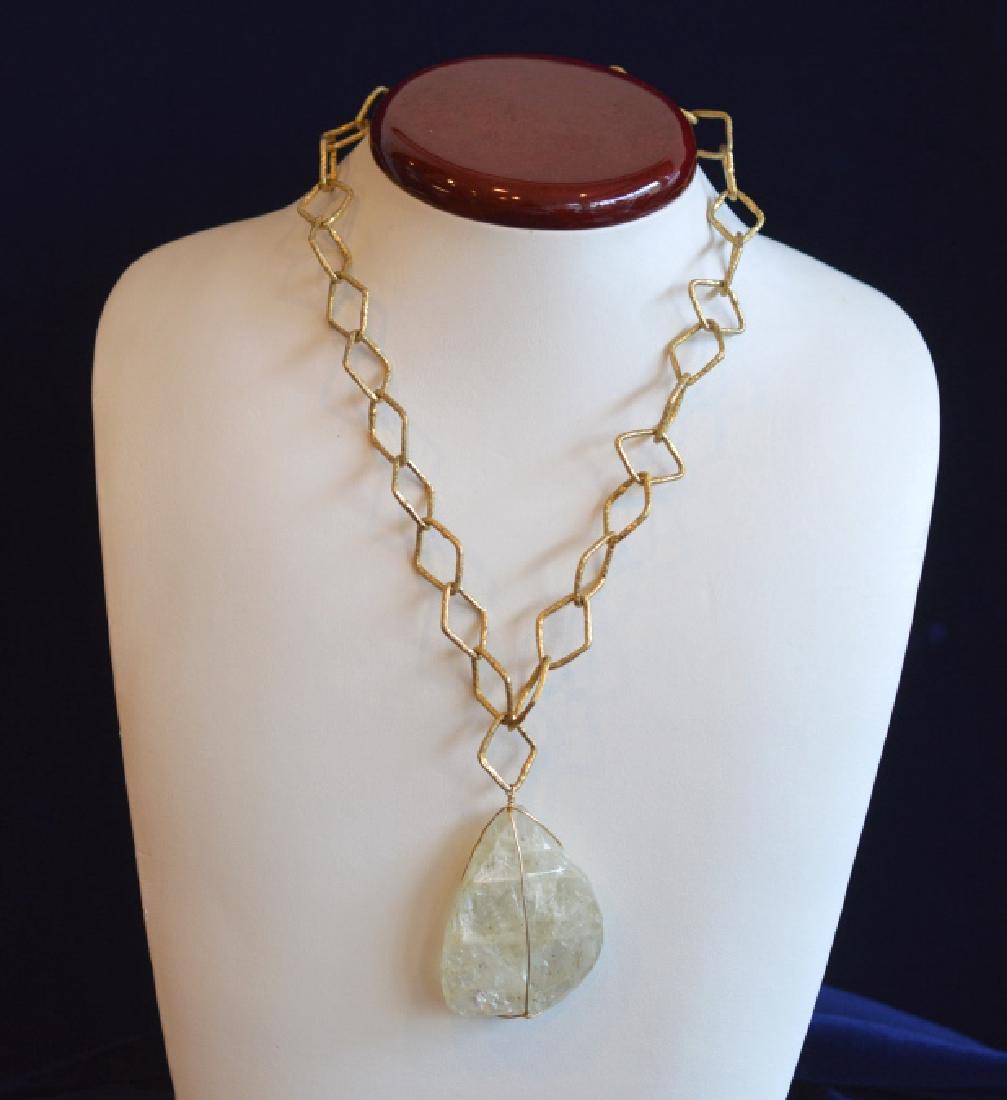 Natural Aquamarine Stone& Vermeil Pendant Necklace (1 of 4)