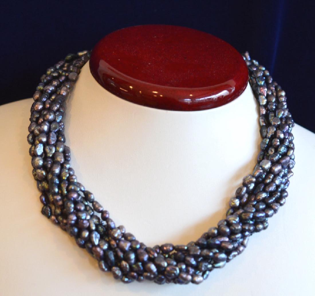 Iridescent Natural Blue Seed Pearls 14K Gold Clasp (1 of 4)