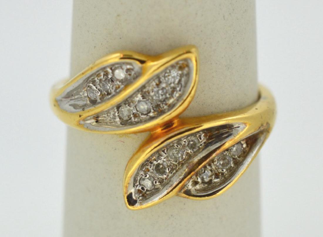 Four Leaf Twist 18K Yellow Gold Ring With Diamonds (1 of 4)