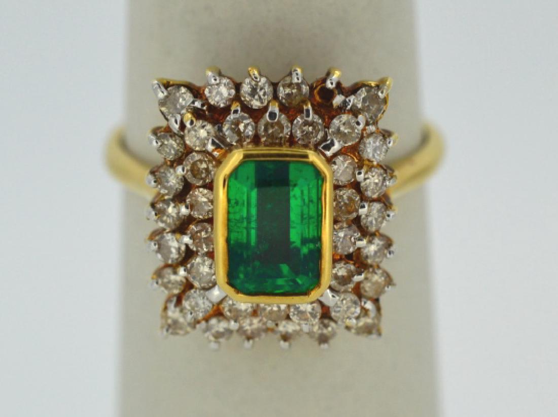 Emerald Cut Beryl & Diamond 18K Yellow Gold Ring (1 of 5)