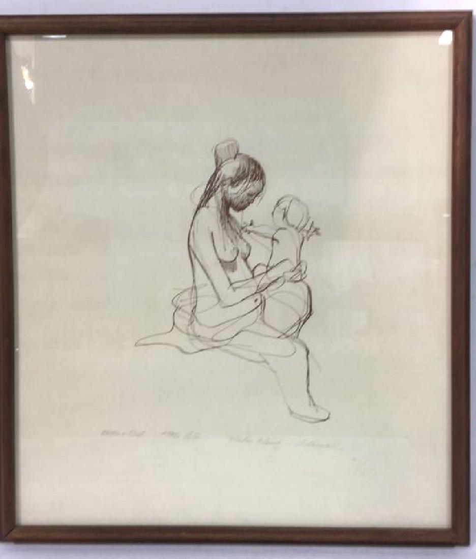 Framed Lithograph Mother & Child (1 of 7)