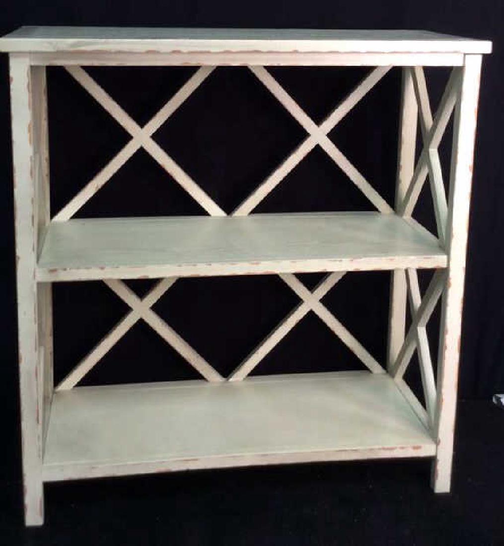 Lattice Backed Painted Wood Display Shelf (1 of 7)