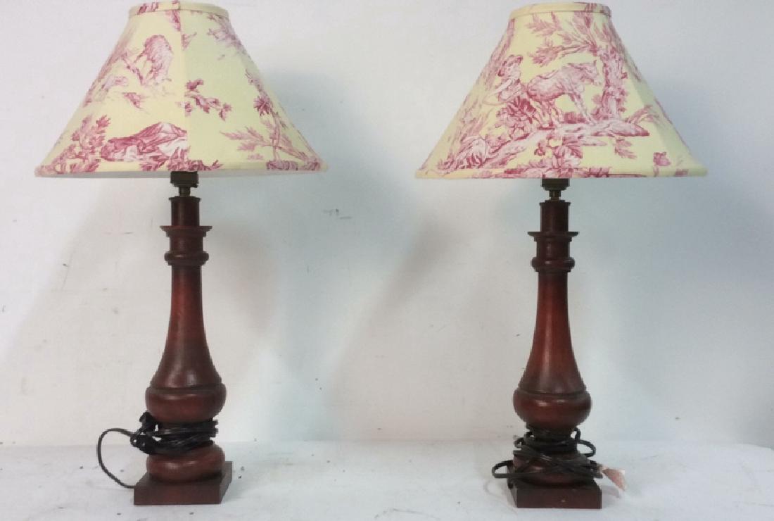 Pair Carved Wood Balustrade Lamps Carved and turned (1 of 10)