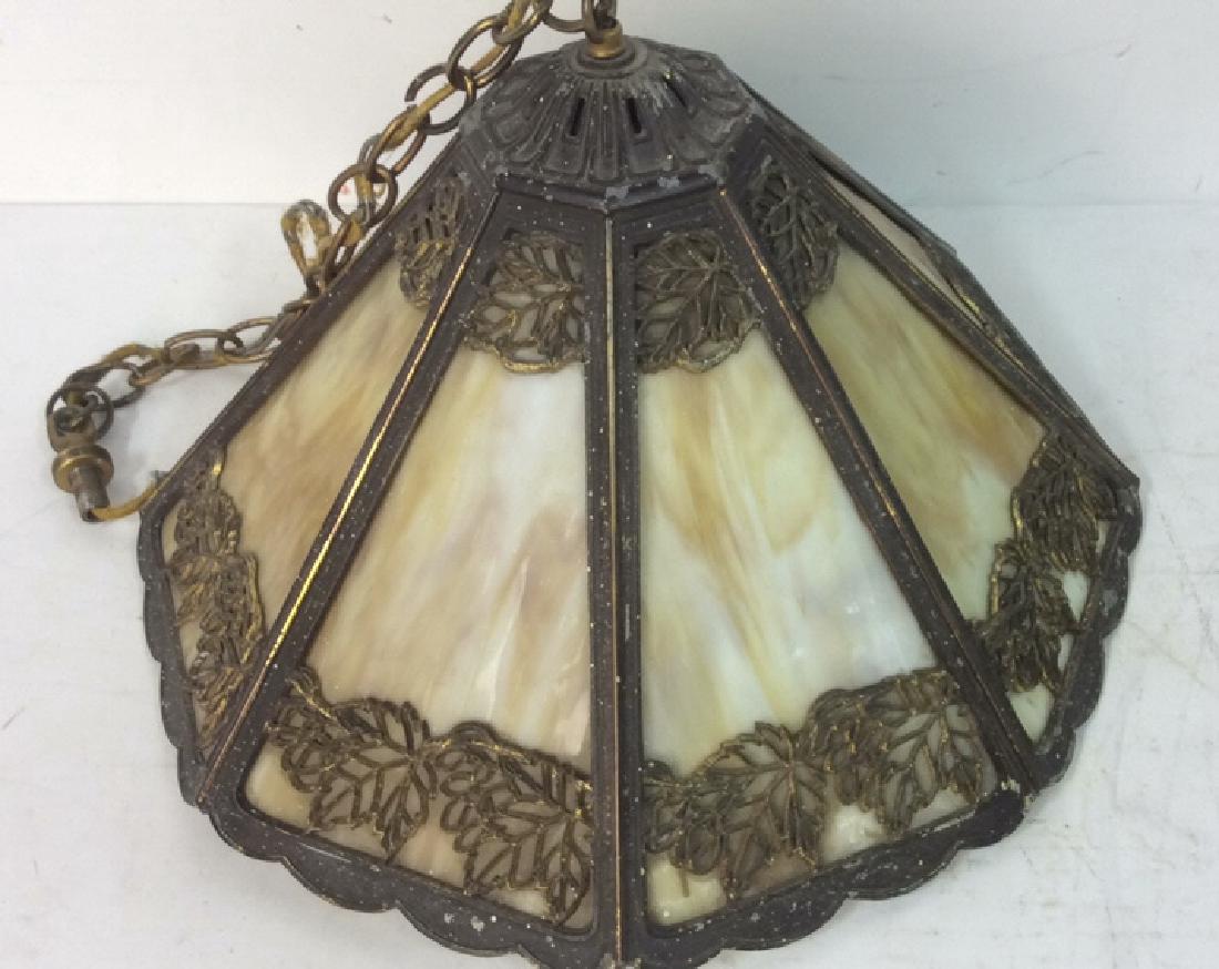 Art Deco Style Slag Glass And Beaded Art Deco Style Slag Glass And Beaded