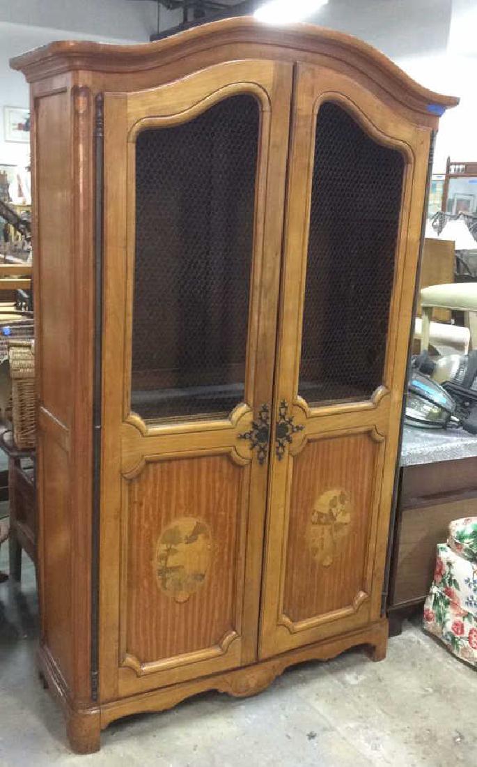 Antique Carved Inlaid Metal Wire Armoires French (1 of 10)