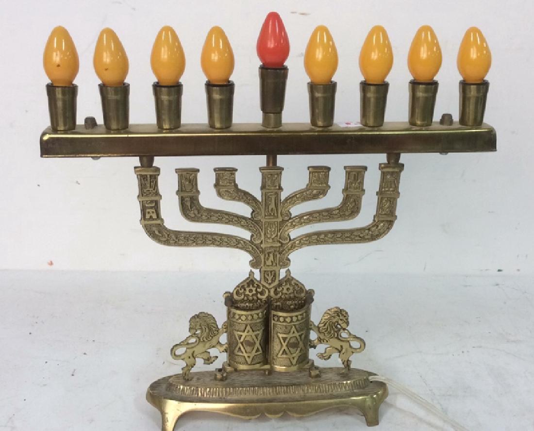 Vintage Brass Electric Menorah Brass Menorah with (1 of 8)