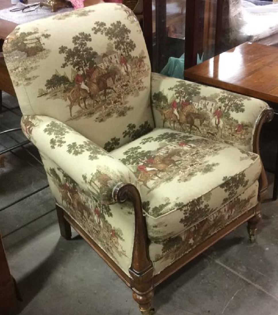 Horse Hunt Scene Upholstered Arm Chair Arm chair club (1 of 10)